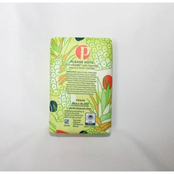 Perfectly Posh Chunk "Jungle" Large Bath Bar Soap Pineapple Tangerine NOS - Picture 2 of 6